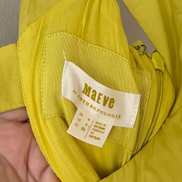 Anthropologie Maeve Sleeveless Mini Dress With Back Cutout In Chartreuse - Picture 2 of 12